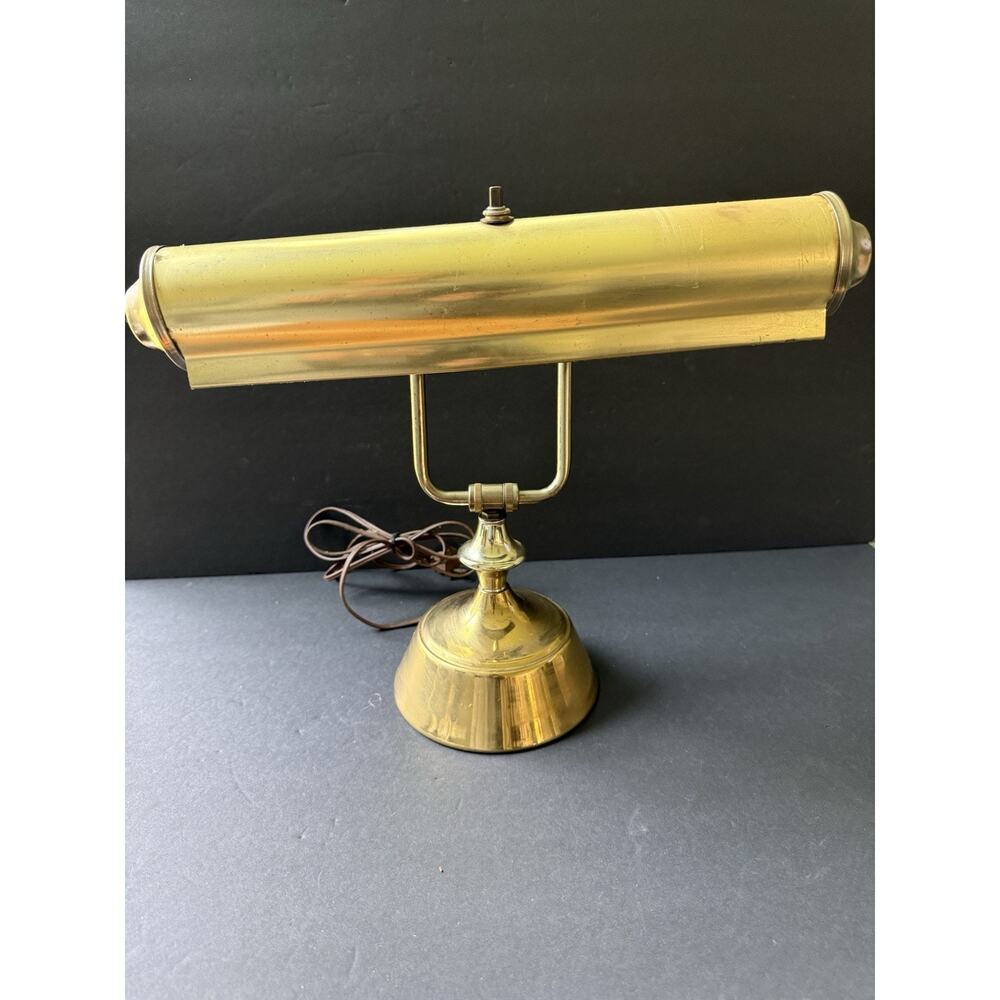 Vtg. Lamp Underwriters Laboratories Brass Bankers Piano Student Desk Adjustable